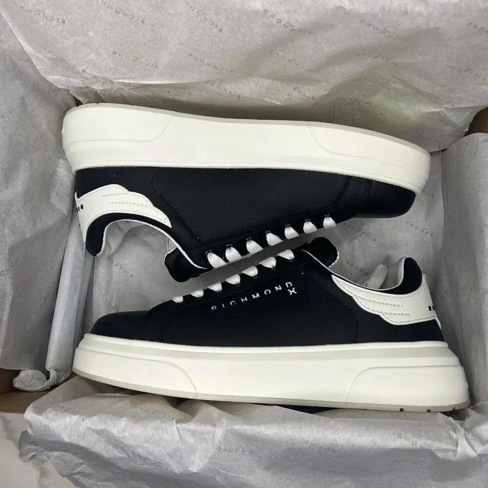 John Richmond 20007 CP Sneakers Low Platform Casual Leather Black Men’s Sz 6
